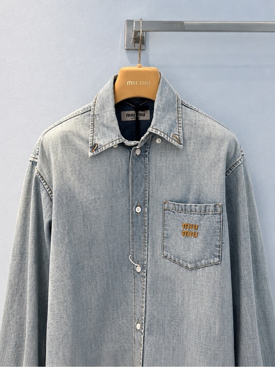 Miu Miu Other - Miu Miu Light Blue Washed Denim Button-Down Shirt